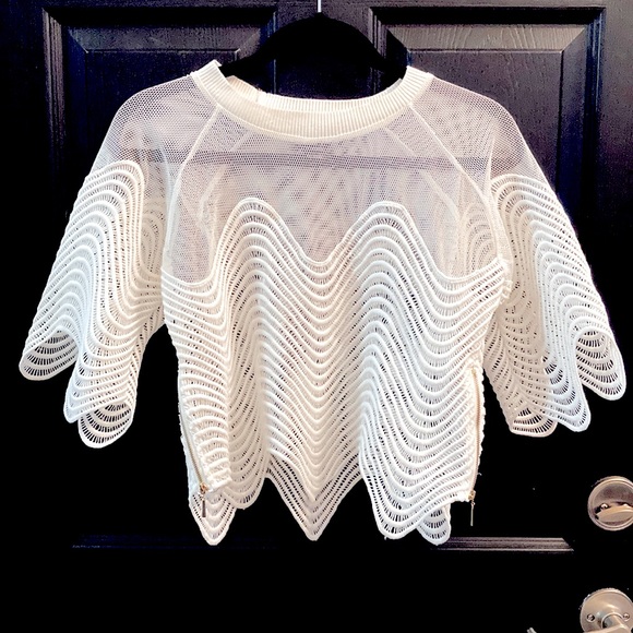 Gracia Tops - Gracia🖤Womens White Hatton Mesh Top Size L